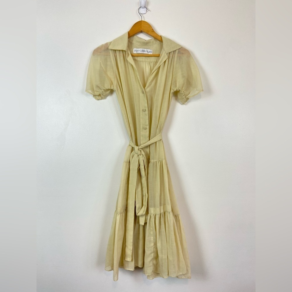 VINTAGE SYDNEY CARVIN MILLIKEN Waisted Tiered Gauzy Dress